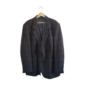 VTG SERGE SAINT YVES Size US 46R Mens Tweed Wool Plaid Sports Coat/Blazer